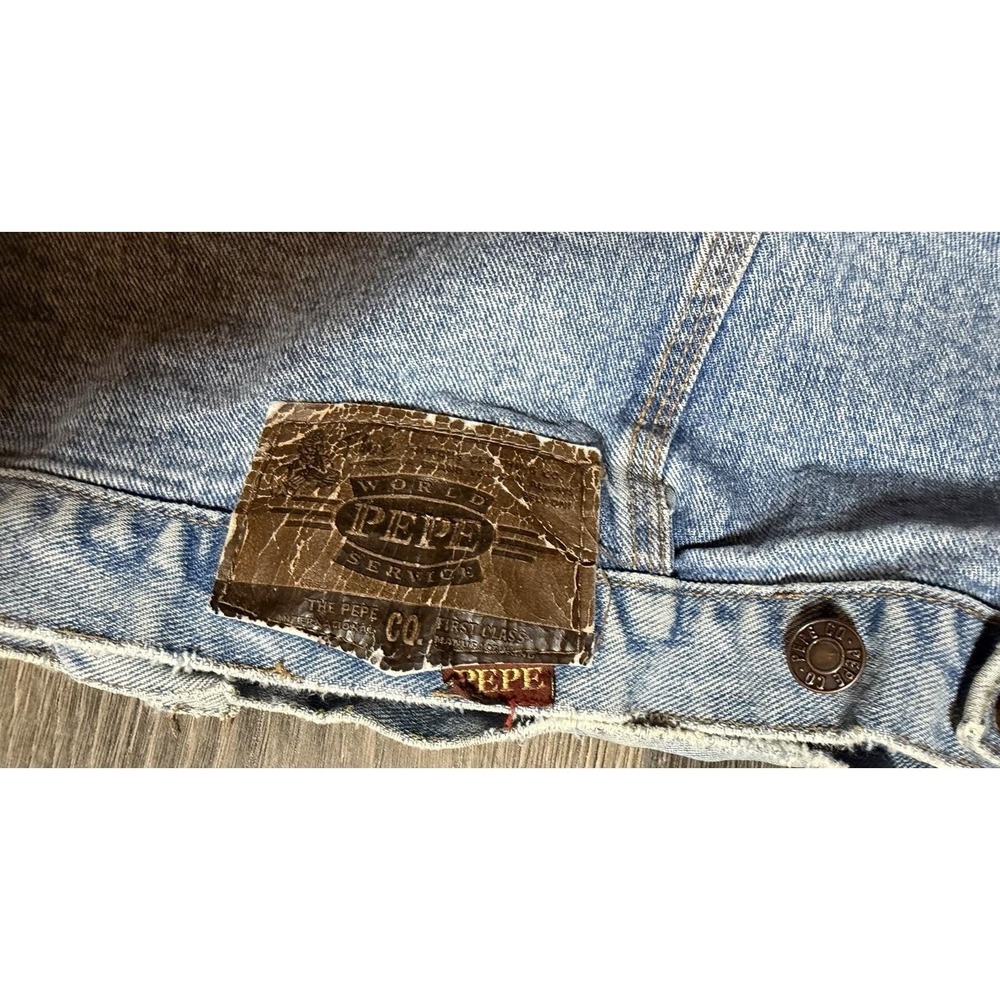 VINTAGE Pepe Jacket Mens XLarge Blue Denim Jean Trucker 90s Y2K Hip Hop Coat - Picture 7 of 8
